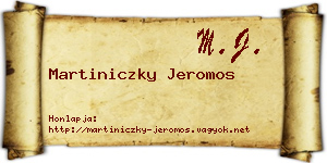 Martiniczky Jeromos névjegykártya